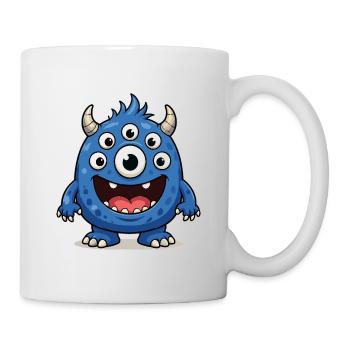 Blaues Monster mit vielen Augen - Tasse - Weiß - Rechts