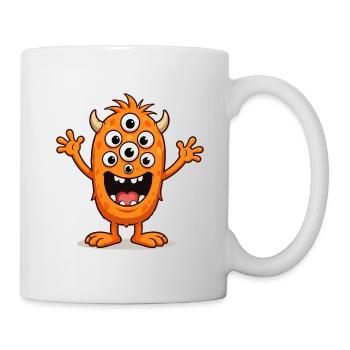 Orange Monster mit vielen Augen - Tasse - Weiß - Rechts
