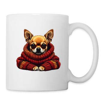 Câlin d’hiver Chihuahua avec écharpe - Mug blanc - blanc - Droite