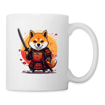 Shiba Inu Samurai in Rüstungs-Design - Tasse - Weiß - Rechts