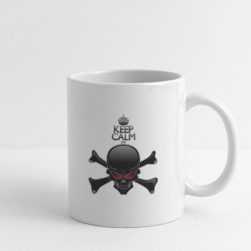 Bleib ruhig oder sterbe, Schwarzer Schädel Tasse