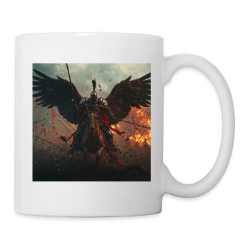 Dunkler Husar Geflügelter Krieger – Dunkle Fantasy - Tasse - Weiß - Rechts