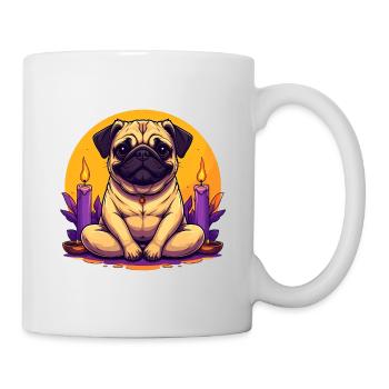 Mops Hund Yoga Illustration - Tasse - Weiß - Rechts