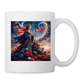 Déesse florale avec drapeau américain - Mug blanc - blanc - Droite