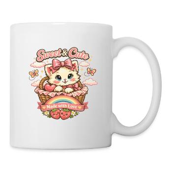 Süßes Kätzchen im Körbchen - Tasse - Weiß - Rechts