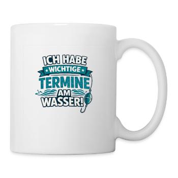 Wichtige Termine am Wasser - Angeln - Tasse - Weiß - Rechts