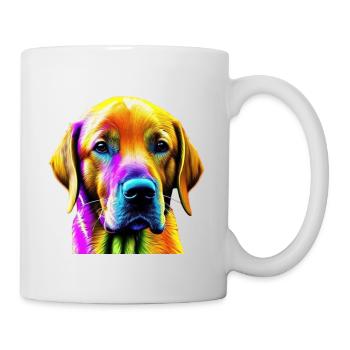 Psychedelisches Regenbogen-Labrador Retriever-Porträt - Tasse - Weiß - Rechts