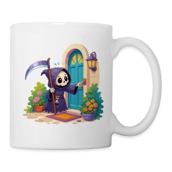 Grim Reaper at the Door Cartoon - Mug - white - Right