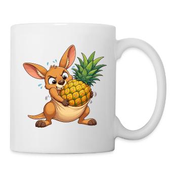 Kangaroo with Pineapple Cartoon - Mug - white - Right