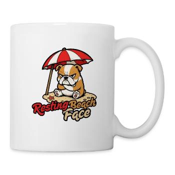 Resting Beach Face Lustiger Bulldoggensommer - Tasse - Weiß - Rechts