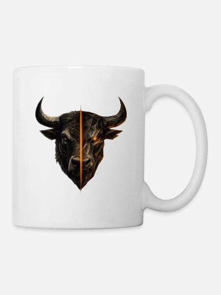 Cyber Bull Split Face Emblem - Mug - white
