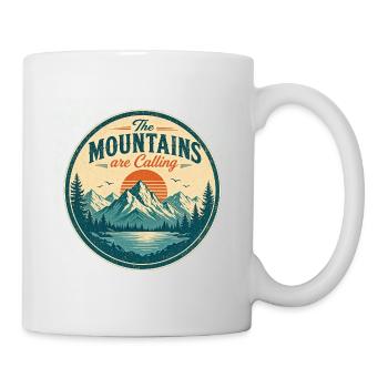 Die Berge – Retro-Design - Tasse - Weiß - Rechts