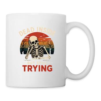 Dead Inside Bürohumor Skelett - Tasse - Weiß - Rechts