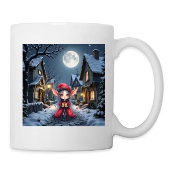 Lunarer Weihnachtself mit Geschenk - Tasse - Weiß - Rechts