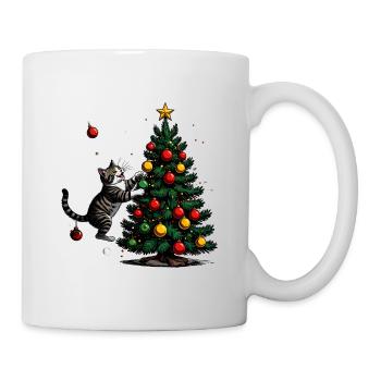 Katzenfreund am Weihnachtsbaum - Tasse - Weiß - Rechts