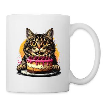Fête du gâteau d’anniversaire du chat - Mug blanc - blanc - Droite
