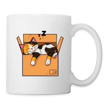 Le chat dort dans la boîte - Mug blanc - blanc - Droite