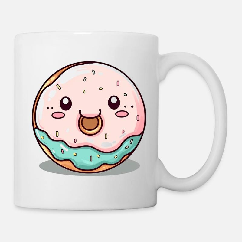 Joli donut avec un visage - Mug blanc - blanc
