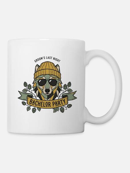 Wolfsmaske Bachelor Party Design - Tasse - Weiß