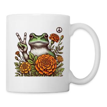 Peaceful Frog in Marigold Bloom - Mug - white - Right