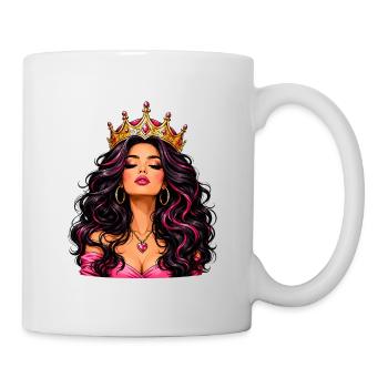 Königin mit Krone und Schmuck - Tasse - Weiß - Rechts