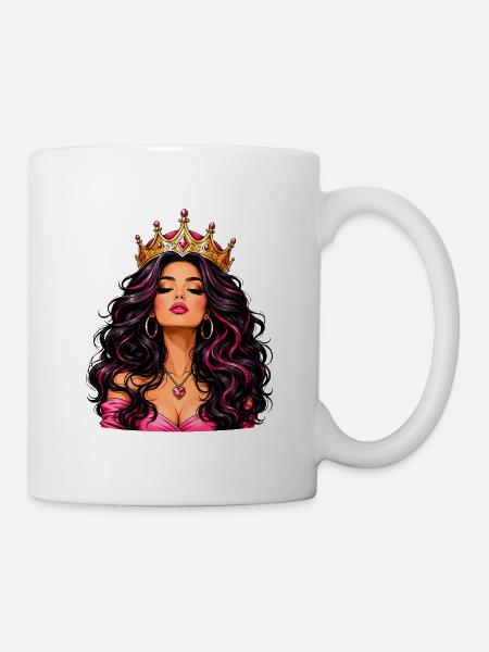 Königin mit Krone und Schmuck - Tasse - Weiß