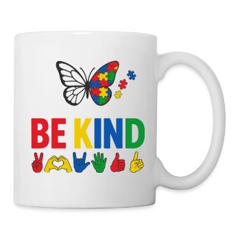 Autismus Sei freundlich Bewusstsein | Bunter Schmetterling - Tasse - Weiß - Rechts