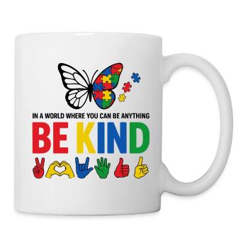 Autismus Sei freundlich Bewusstsein | Bunter Schmetterling - Tasse - Weiß - Rechts