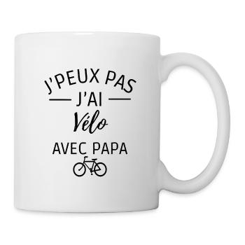 je peux pas j'ai vélo avec papa - Mug blanc - blanc - Droite