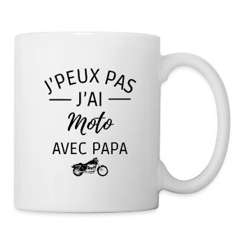 je peux pas j'ai moto avec papa - Mug blanc - blanc - Droite