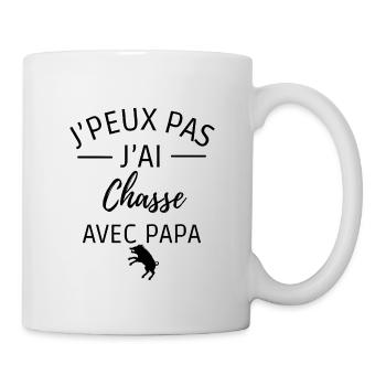 je peux pas j'ai chasse avec papa - Mug blanc - blanc - Droite