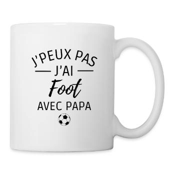 je peux pas j'ai foot avec papa - Mug blanc - blanc - Droite