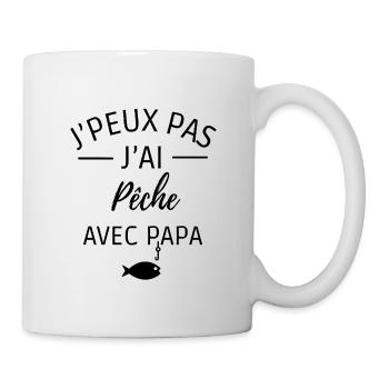 je peux pas j'ai pêche avec papa - Mug blanc - blanc - Droite