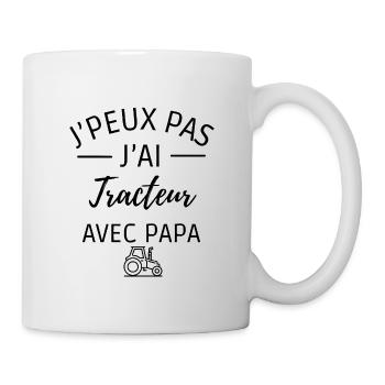 je peux pas j'ai tracteur avec papa - Mug blanc - blanc - Droite