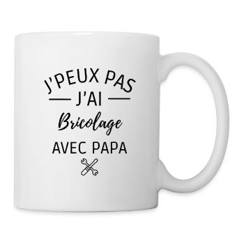 je peux pas j'ai bricolage avec papa - Mug blanc - blanc - Droite