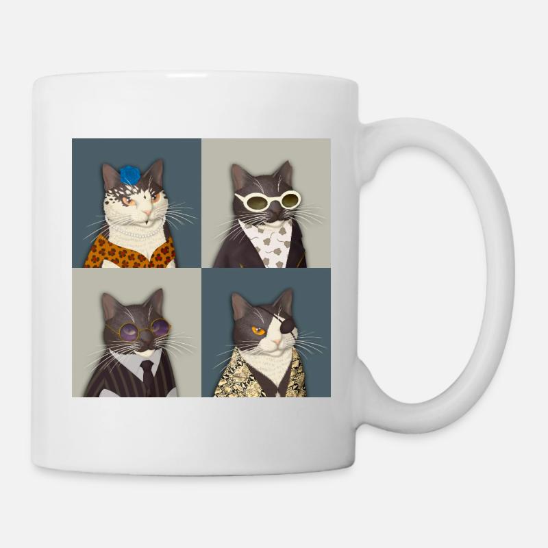 Rebel Chic Tuxedo Cat Quartet - Mug - white