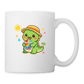 Sonniger Dino mit Eisdrink - Tasse - Weiß - Rechts