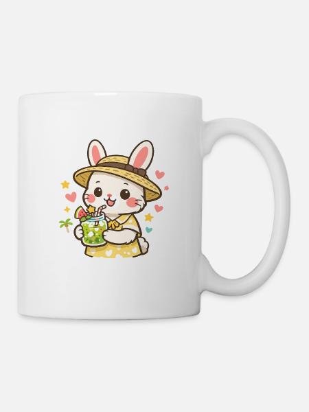 Limonaden-Häschen im Strohhut - Tasse - Weiß