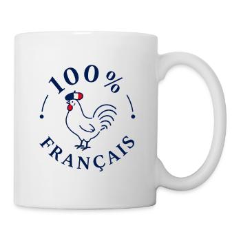 Coq 100% Français avec béret drapeau - Mug blanc - blanc - Droite