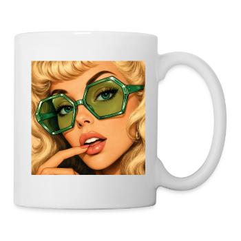 Portrait rétro du glamour ensorcelé d’émeraude - Mug blanc - blanc - Droite