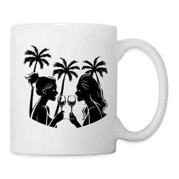 Frauen Silhouette Palmen Party - Tasse - Weiß - Rechts