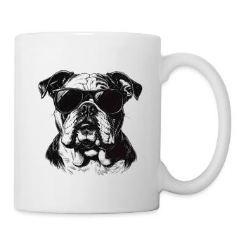 Bulldog with sunglasses - Mug - white - Right