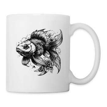 Schwarzweiß Goldfisch  - Tasse - Weiß - Rechts