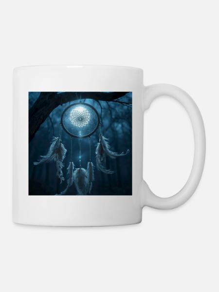 Traumfänger-Nacht-Talisman – Dunkle Fantasie - Tasse - Weiß