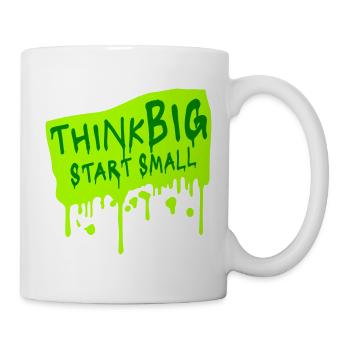 Pensez Grand, Commence, Petit, Motivation, Mentalité, Évolution. - Mug blanc - blanc - Droite