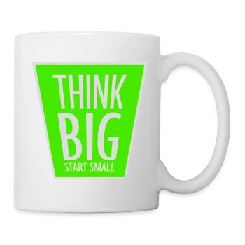 Pensez Grand, Commence, Petit, Motivation, Mentalité, Évolution. - Mug blanc - blanc - Droite
