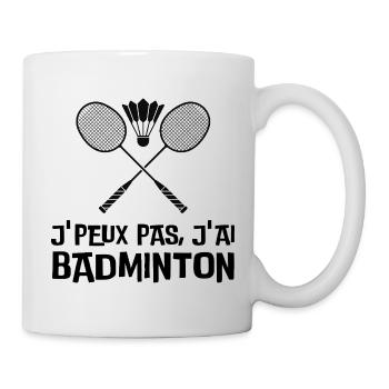Rackets croisés et volant badminton  - Mug blanc - blanc - Droite
