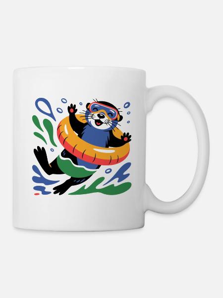 Lustiger Otter mit Taucherbrille - Tasse - Weiß