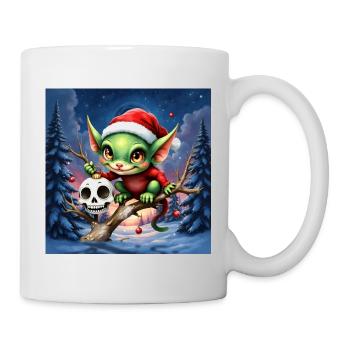 Green Christmas Elf on Branch - Mug - white - Right
