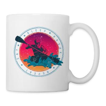 Kayak and Rafting Sunset Vintage Design - Mug - white - Right